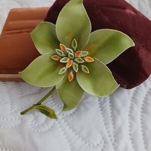 Green Floral Brooch